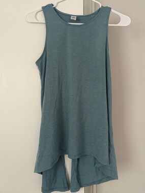Super Cute Yoga Tank - Velocity Teal Scoop Neck Tunic Tank with Tie